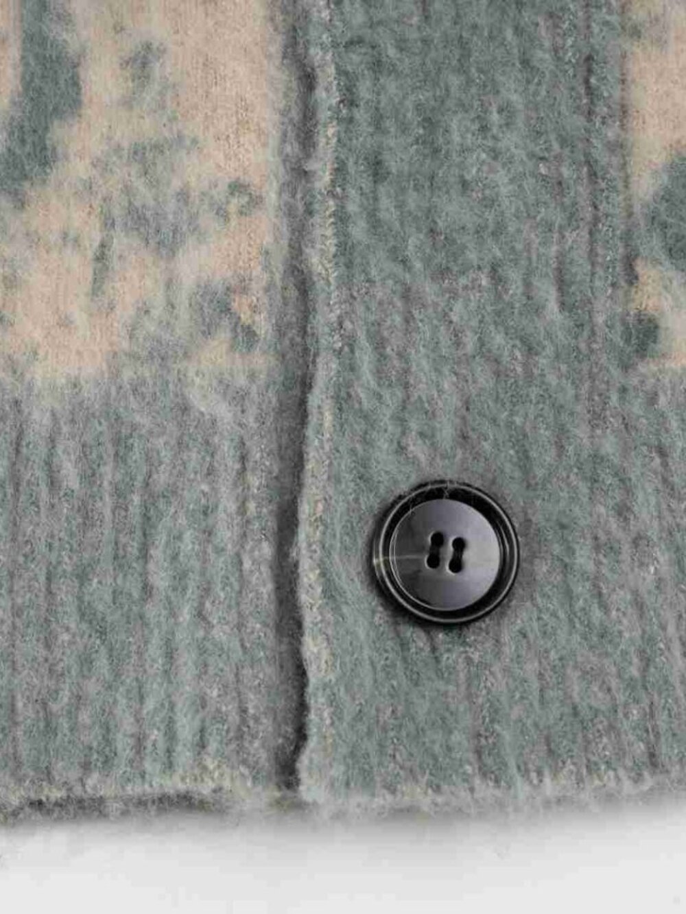 AMI Paris Grey Green Tie-Dye Jacquard V-Neck Knit Cardigan - Picture 6 of 7
